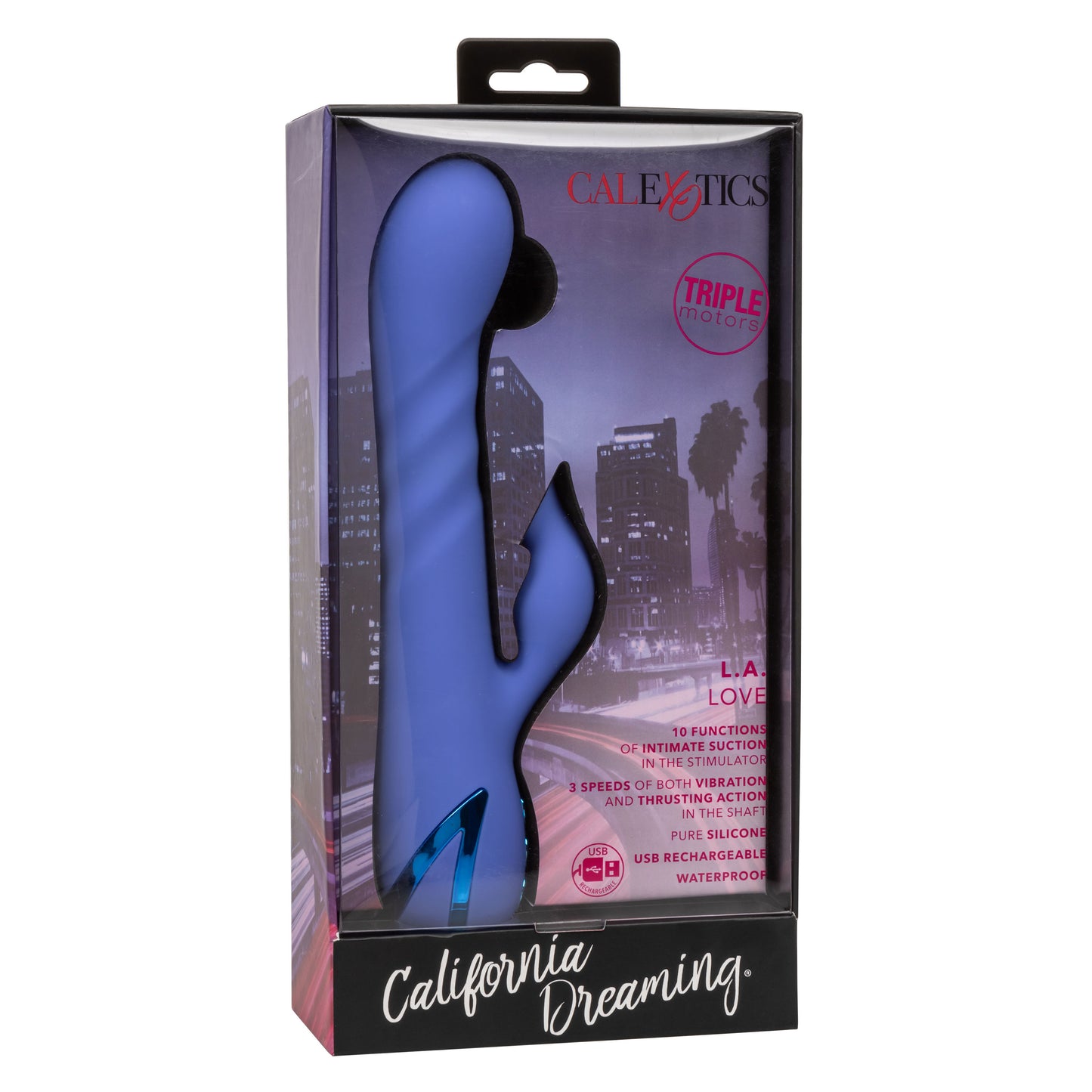 CalExotics L.A. Love Massager with Suction and Thrusting Action – Blue