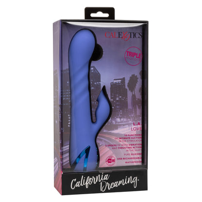 CalExotics L.A. Love Massager with Suction and Thrusting Action – Blue