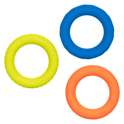 CalExotics Link Up Ultra-Soft Climax Set – 3 Textured Cock Rings – Multi