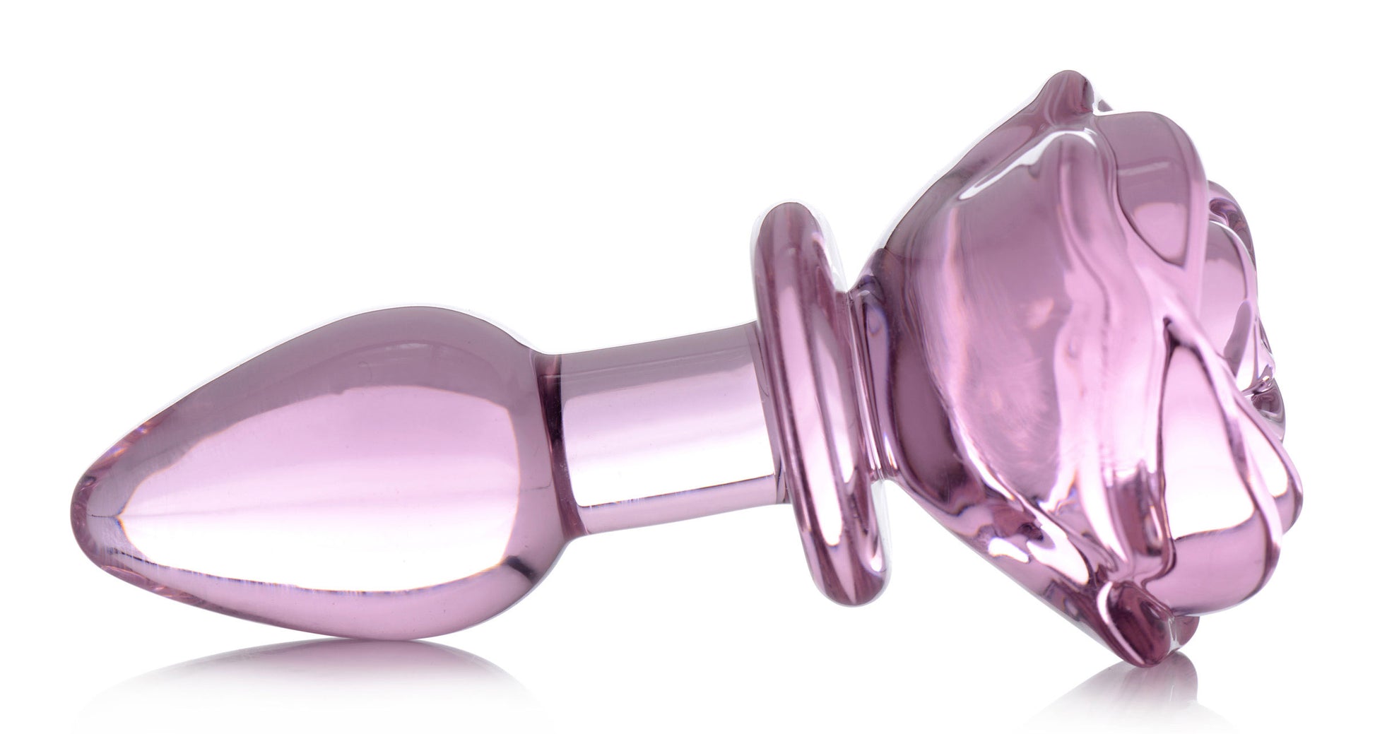 XR Brands Pink Rose Glass Anal Plug - Small - Decorative and Temperature Play