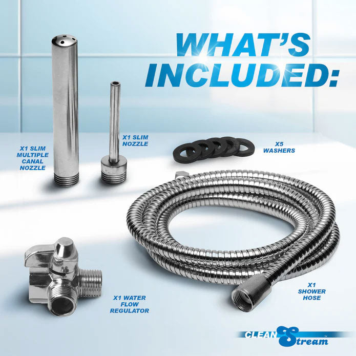 XR Brands Metal Deluxe Shower System with Dual Nozzles and 6-Foot Hose - Silver