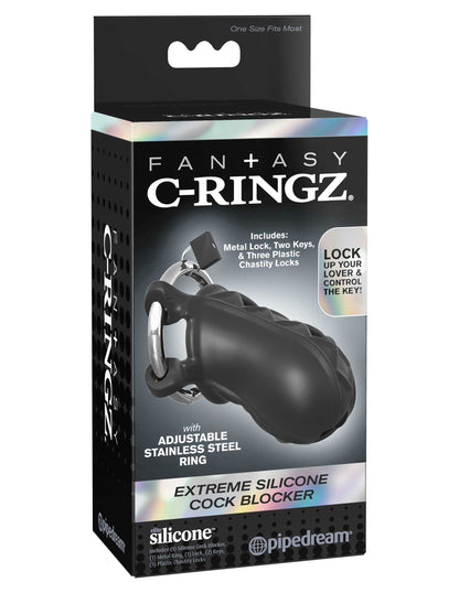 Fantasy C-Ringz Extreme Silicone Cock Blocker – Black Chastity Device