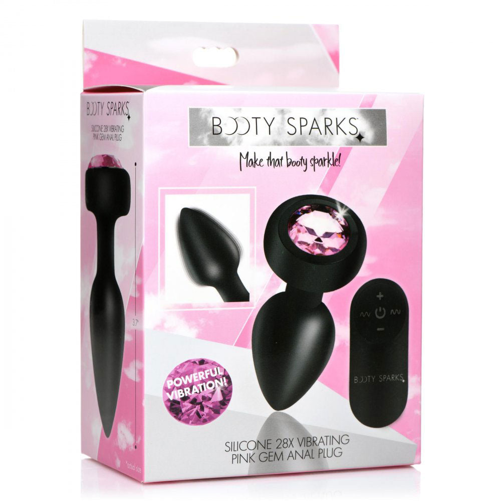 XR Brands 28x Silicone Vibrating Anal Plug with Remote - Pink