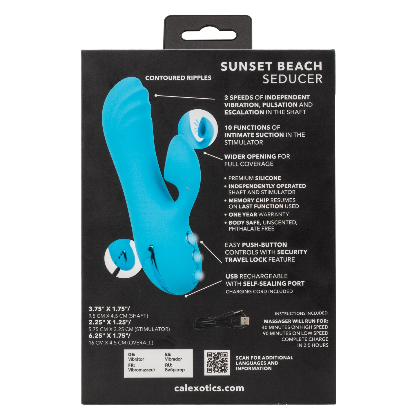 CalExotics California Dreaming Sunset Beach Seducer – Blue – Dual Stimulator with Vibration and Suction