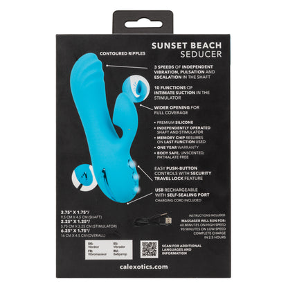 CalExotics California Dreaming Sunset Beach Seducer – Blue – Dual Stimulator with Vibration and Suction