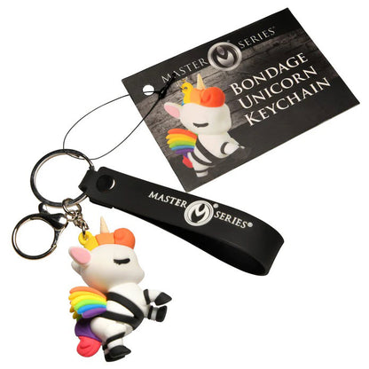 XR Brands Bondage Unicorn Keychain – White with Rainbow Mane