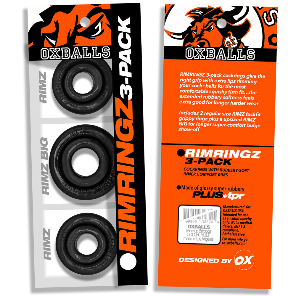 Oxballs Rimringz Multi Size 3 Pack Cockrings – Black