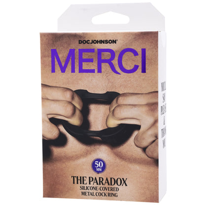 Merci The Paradox Silicone Covered Metal Cock Ring - 50mm - Black