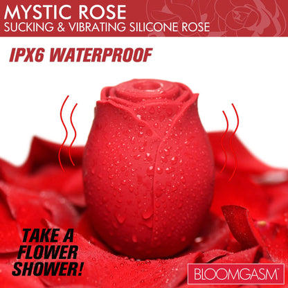 Mystic Rose Sucking and Vibrating Silicone Rose - Red - Multi-Function Toy