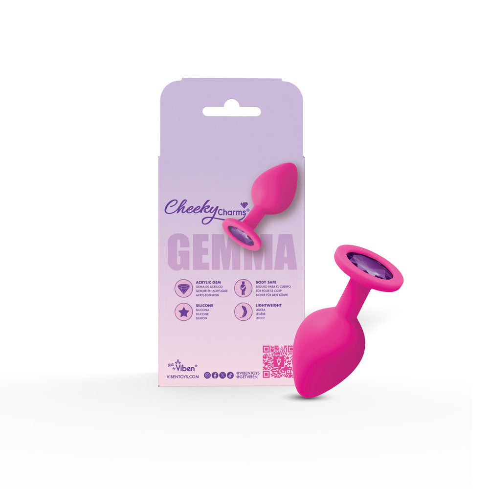 Gemma Purple Gem Pink Silicone Medium Anal Plug - Tapered Design