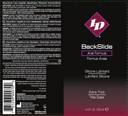 ID BackSlide Silicone-Based Anal Lubricant with Clove and Spilanthes Extract – 4.4 oz