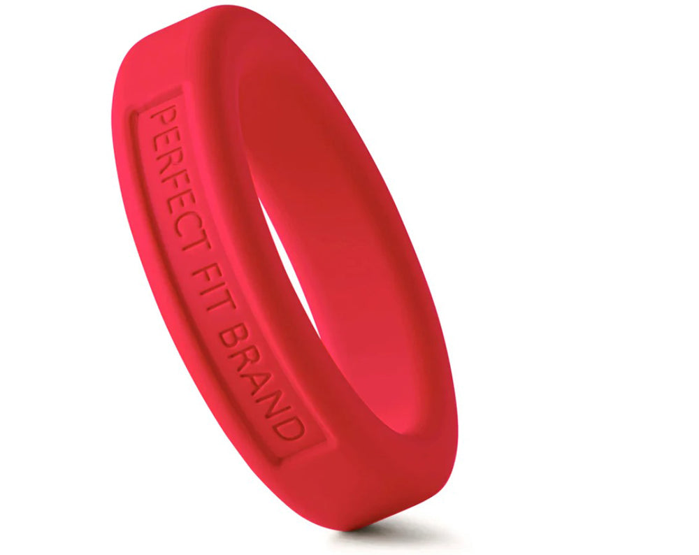 Perfect Fit Hefty Silicone and TPR Blend Penis Ring, 1.75 in (44 mm) Diameter, Red