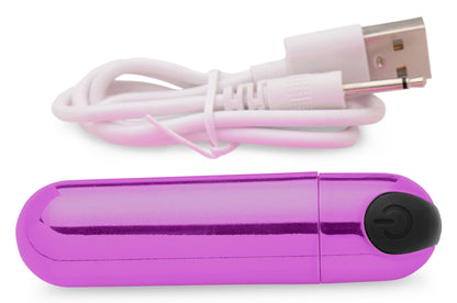 XR Brands 10x Rechargeable Vibrating Metallic Bullet - Purple - 10 Vibration Patterns