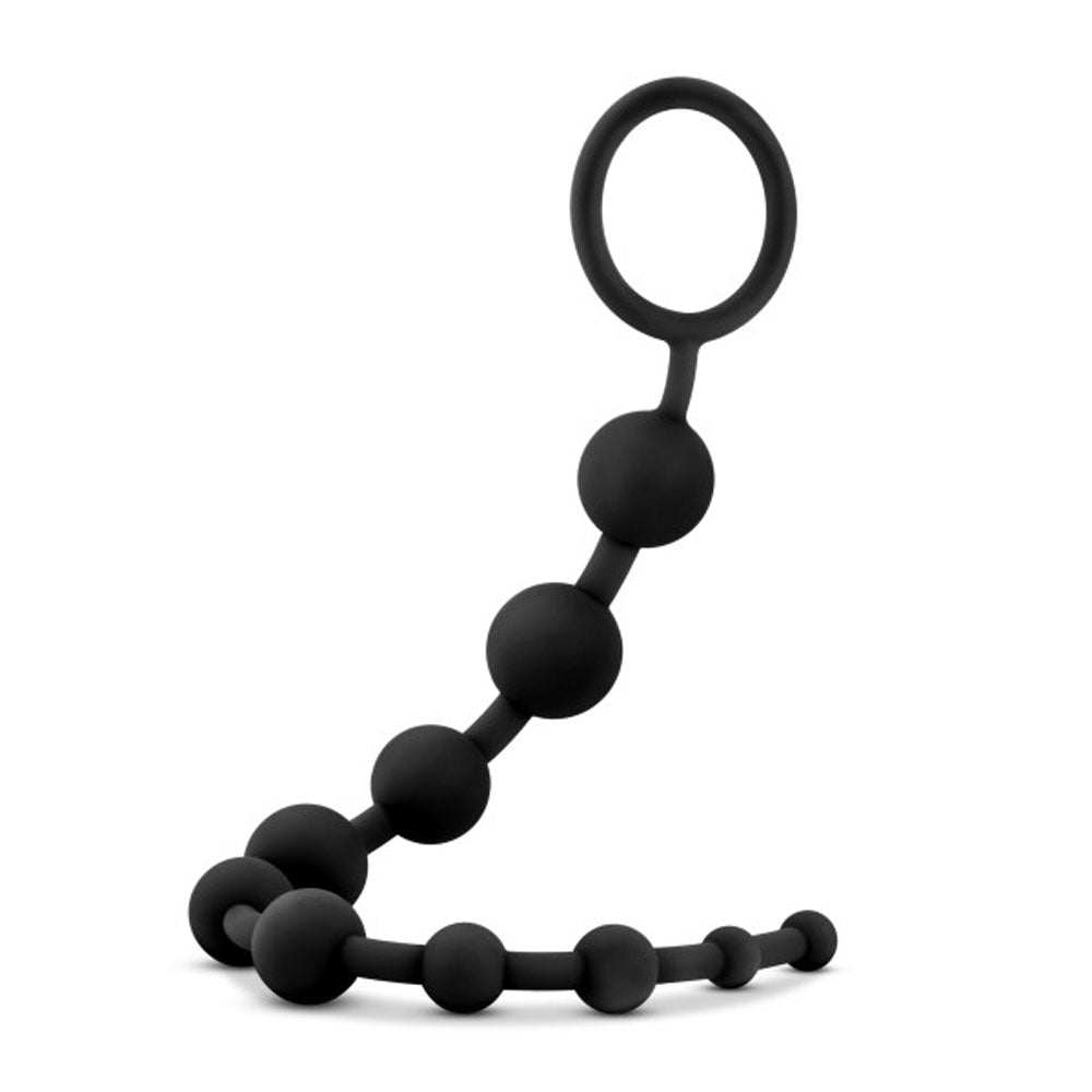 Anal Adventures Platinum Silicone 10 Anal Beads – Black