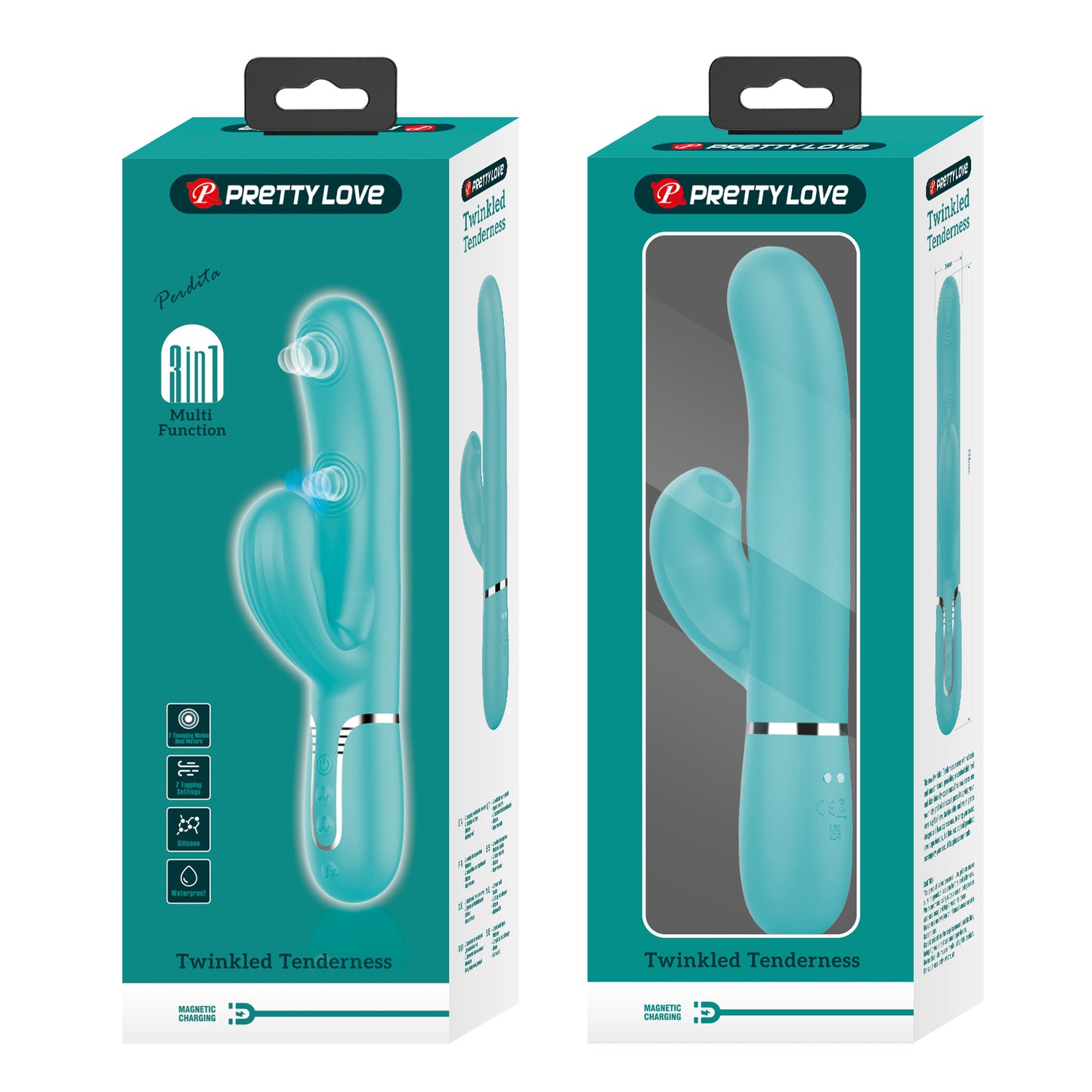 Pretty Love Perdita Twinkled Tenderness Vibrator - Rabbit Style - Turquoise
