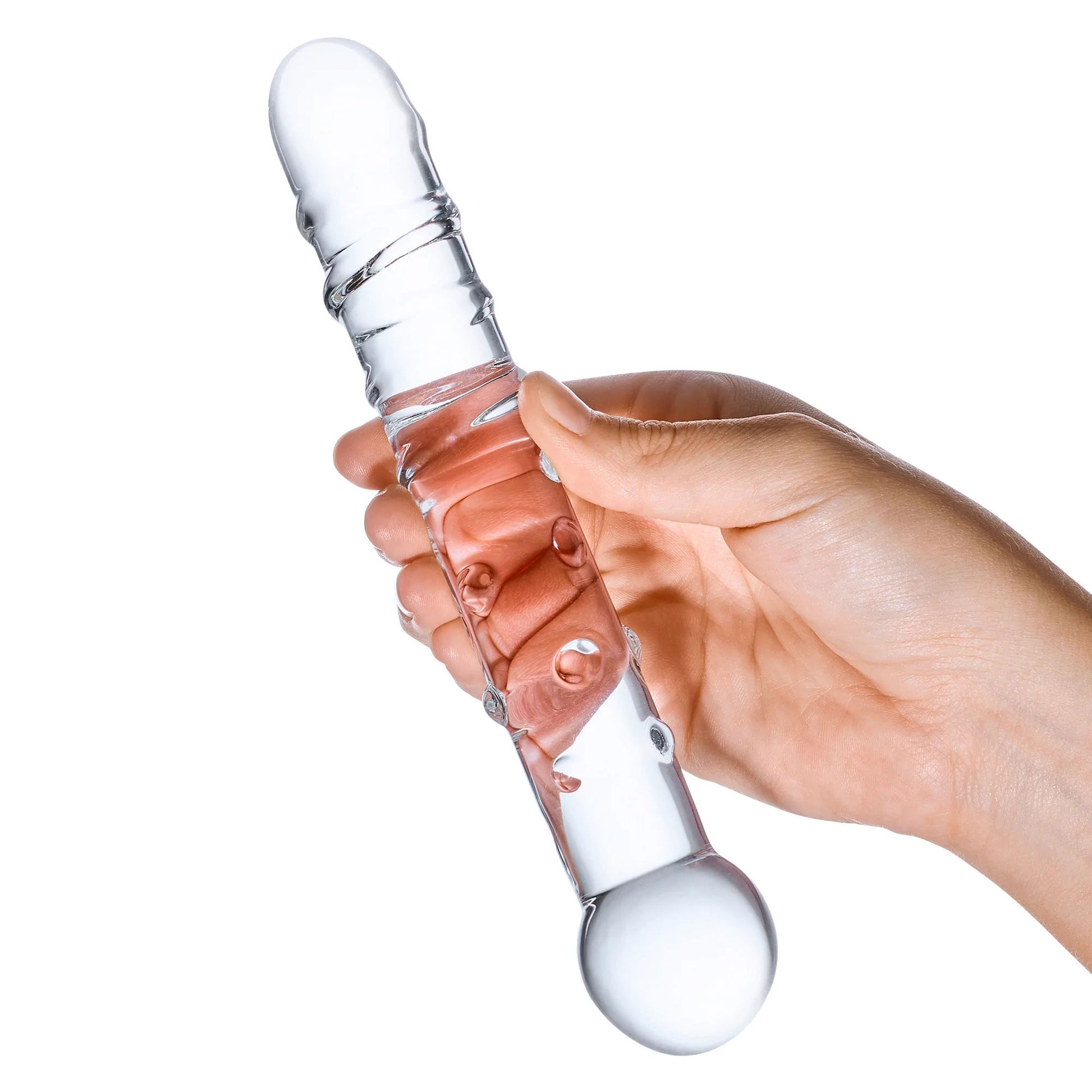 Callisto Clear Glass Dildo – Textured Glass Dildo for Internal Stimulation – Clear