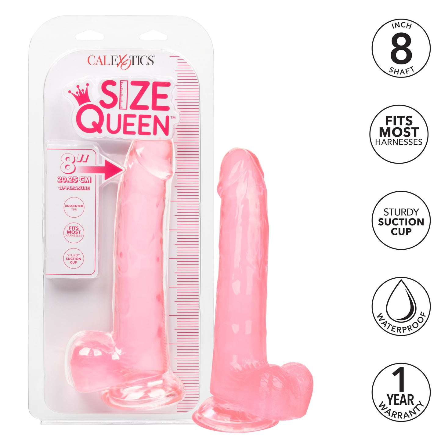 CalExotics Size Queen 8-Inch Dong - Realistic Pink Pleasure Toy