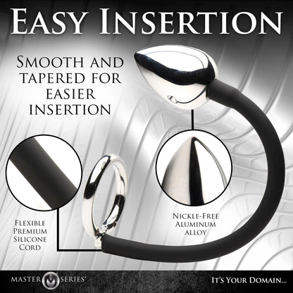 XR Brands Tug Plus Plug Cock and Ball Ring with Anal Plug - Black