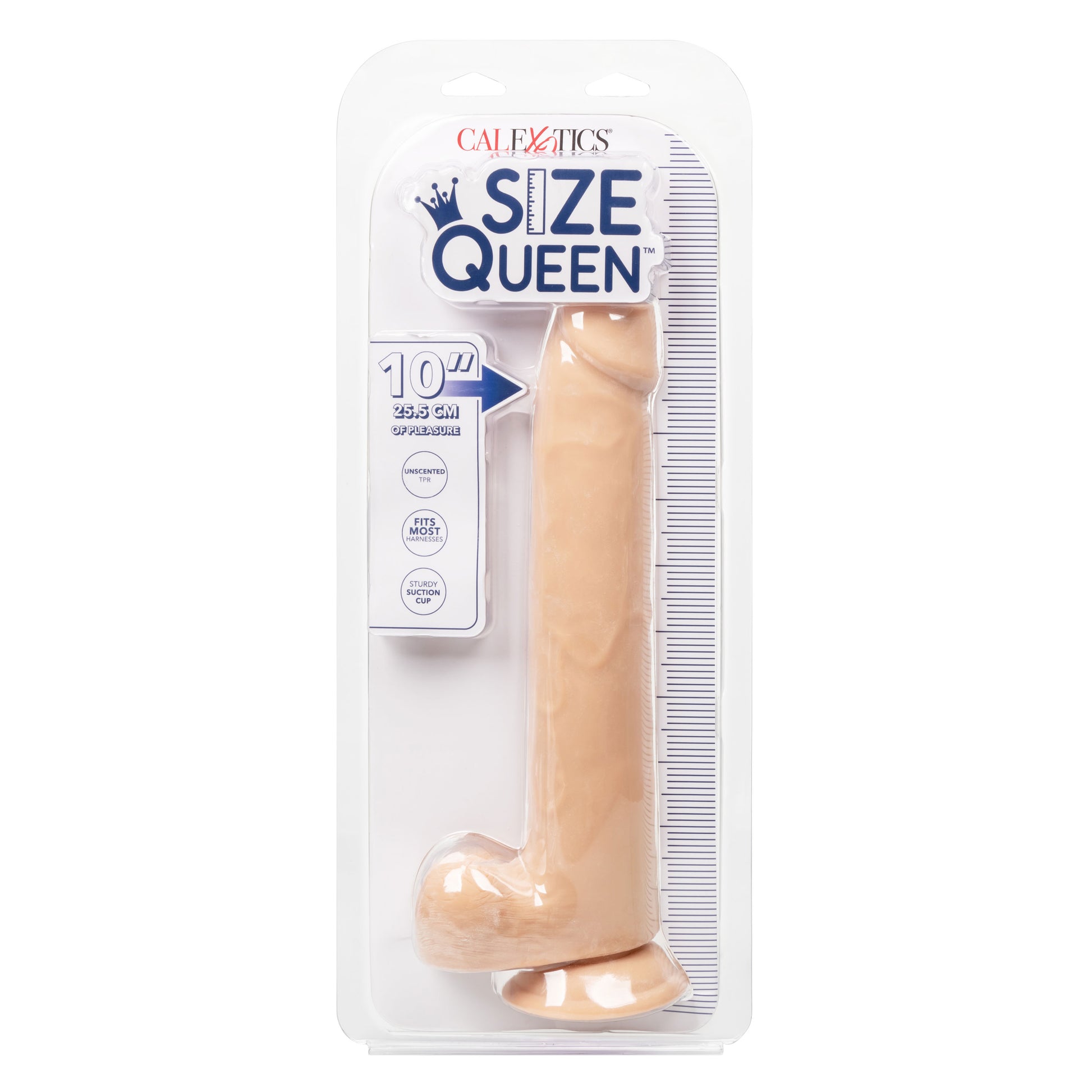 CalExotics Size Queen 10-Inch Realistic Dildo with Suction Cup Base – Ivory
