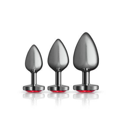 Viben Red Heart Gem Anal Trainer Kit – Gunmetal – Includes Small, Medium, and Large Plugs