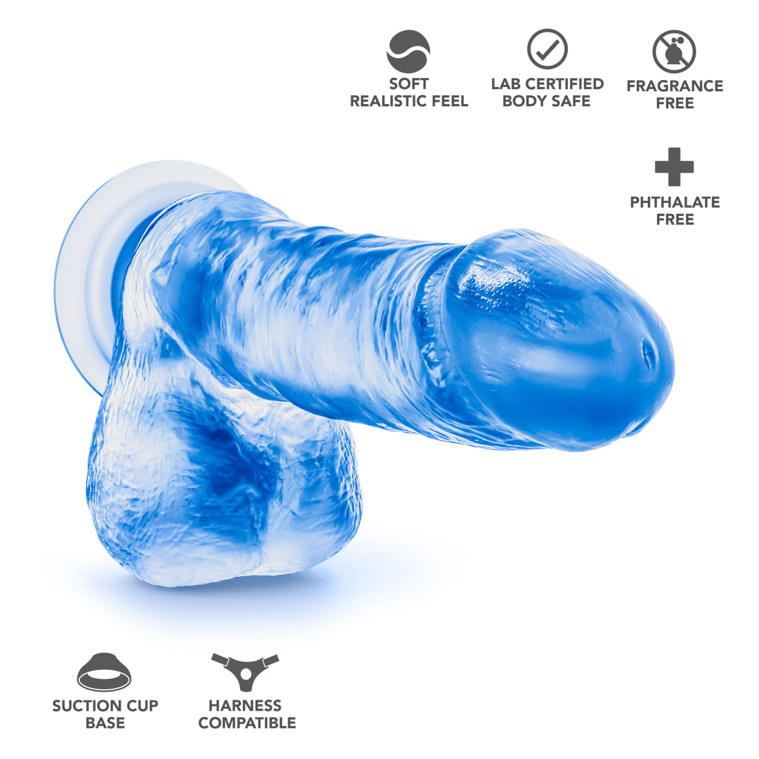 Blush B Yours Sweet N Hard 2 Dildo – Blue – 7-Inch with Suction Cup Base