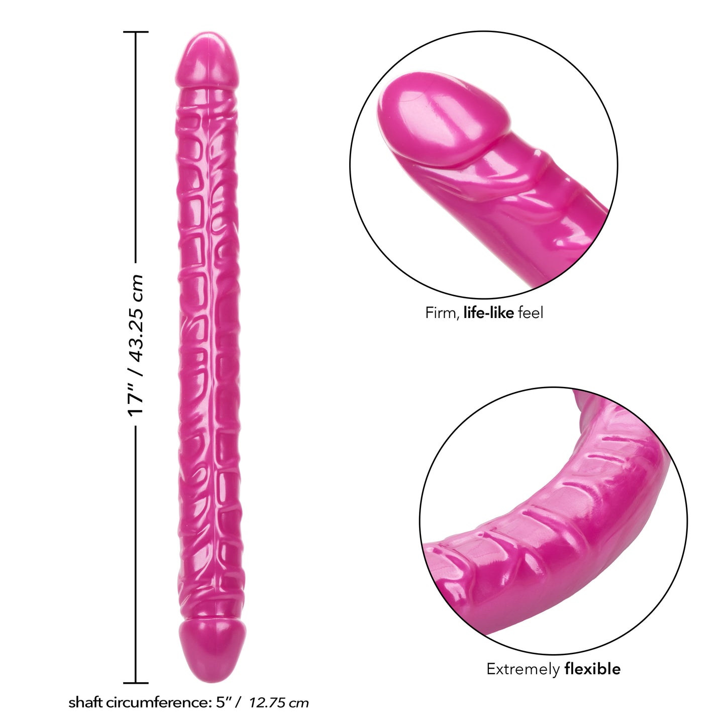 CalExotics Size Queen 17" Dual-Ended Dong – Pink