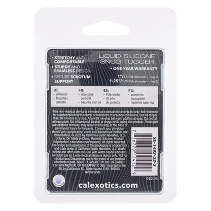 CalExotics Alpha Liquid Silicone Snug Tugger - Glow-in-the-Dark Scrotum Support Ring - Clear