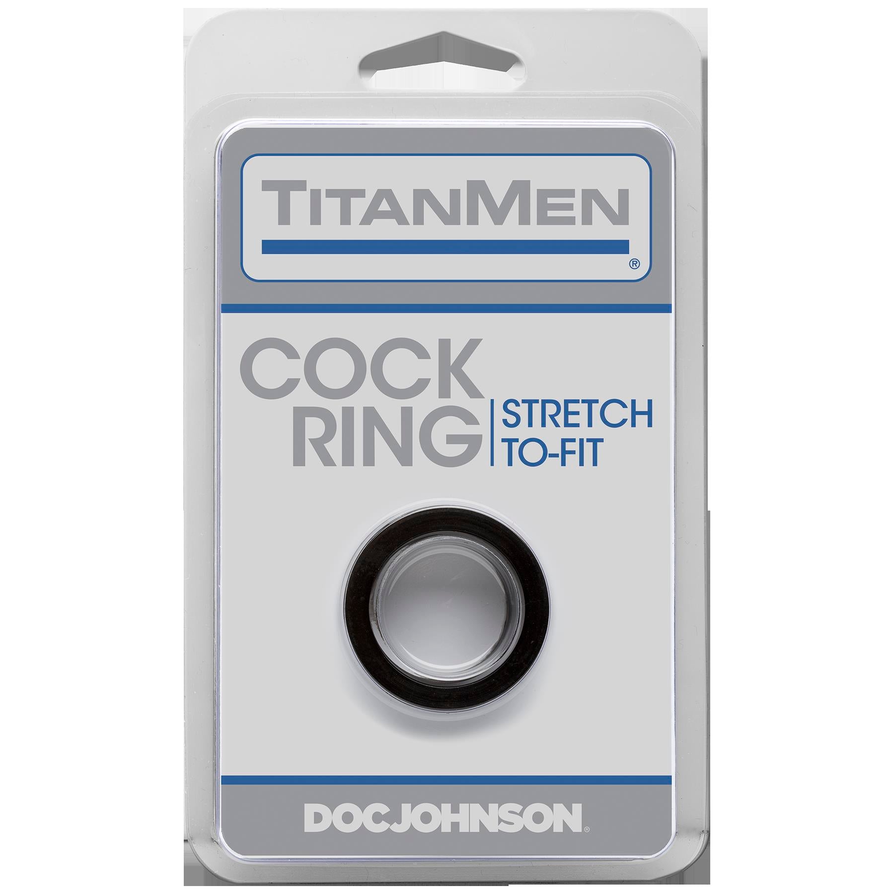 Doc Johnson Titanmen Cock Ring - Stretchable, Black