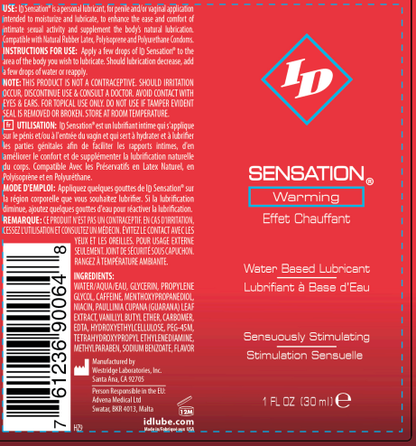 ID Sensation Warming Water-Based Lubricant 1 Oz