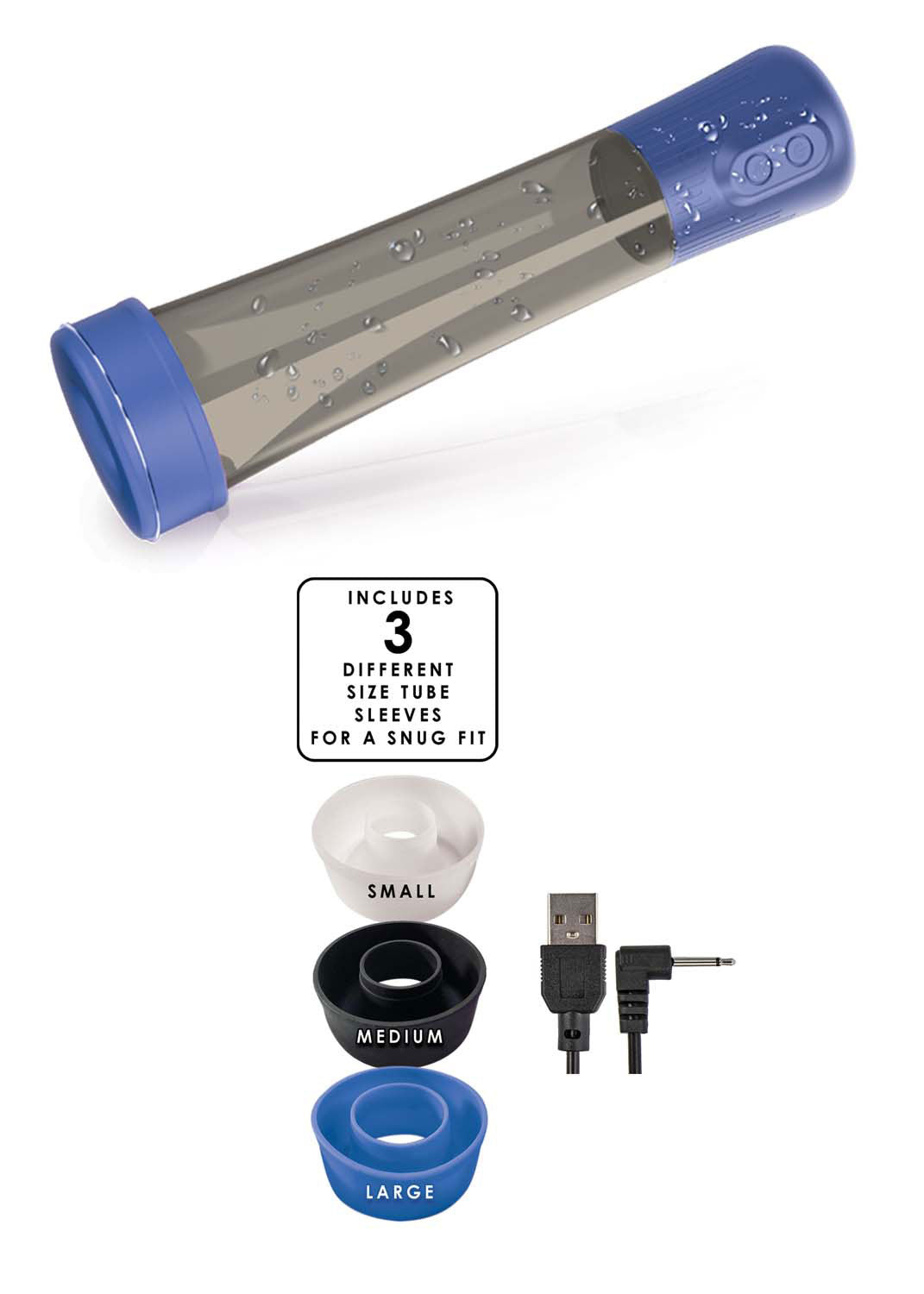 Nasstoys H2O Water Penis Pump - Blue - Rechargeable and Waterproof