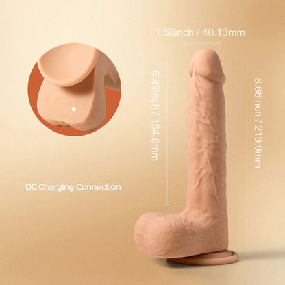 Honey Play Box Luis-App Controlled 8.5" Real Thrusting Dildo with Clit Licker - Beige