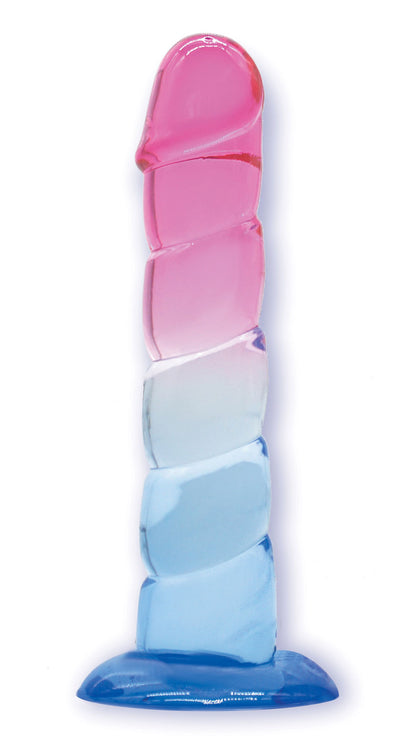 Shades 7.5" Swirl Jelly TPR Gradient Dong - Pink and Blue