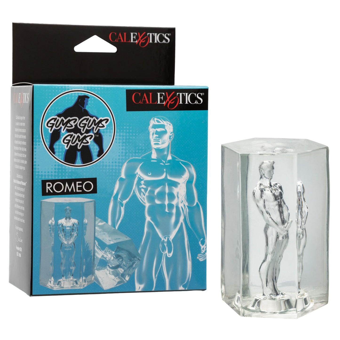 CalExotics Guys Guys Guys Romeo - Male Masturbator with Suction - Clear