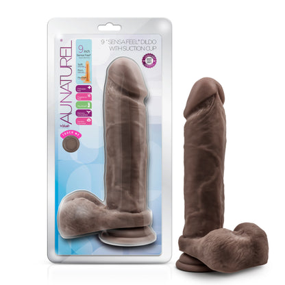 Au Natural 9 Inch Dildo with Suction Cup - Chocolate