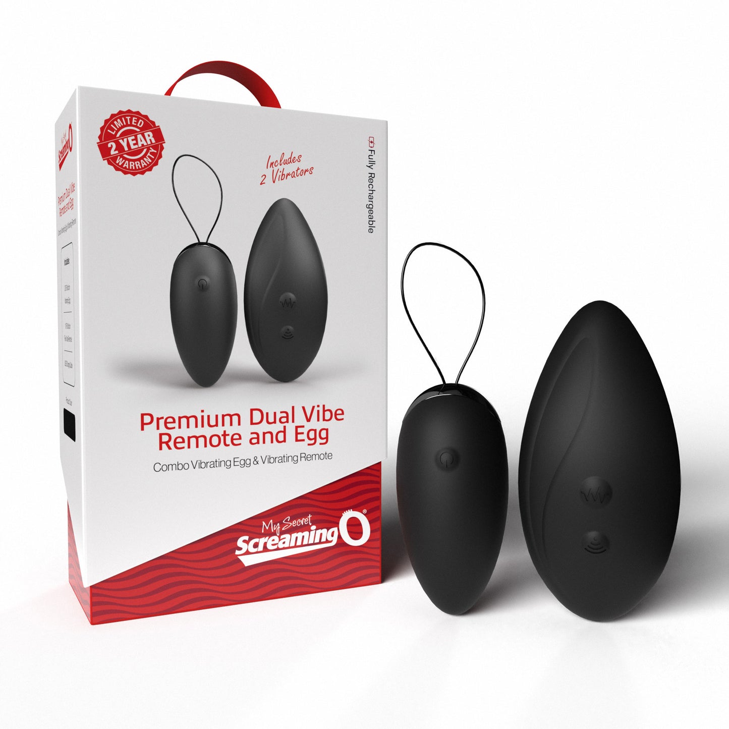Screaming O Premium Dual Vibe Remote and Egg – Black – Waterproof, Rechargeable, Multi-Function