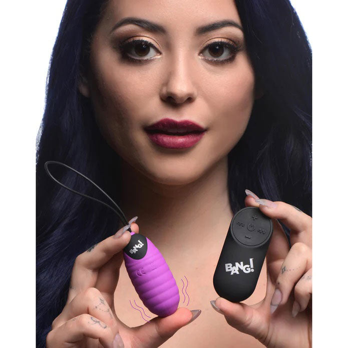 XR Brands 28x Ribbed Silicone Egg Vibrator – Purple