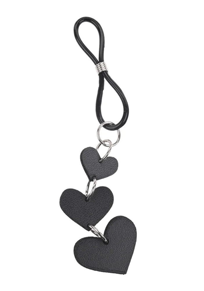Sportsheets Heart Nipple Ties - Adjustable Faux Leather Ties - Black