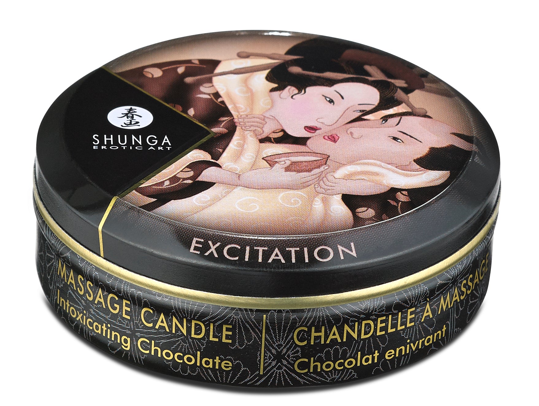Shunga Mini Massage Candle - Intoxicating Chocolate - Soy-Based Massage Oil - 1 Fl. Oz.