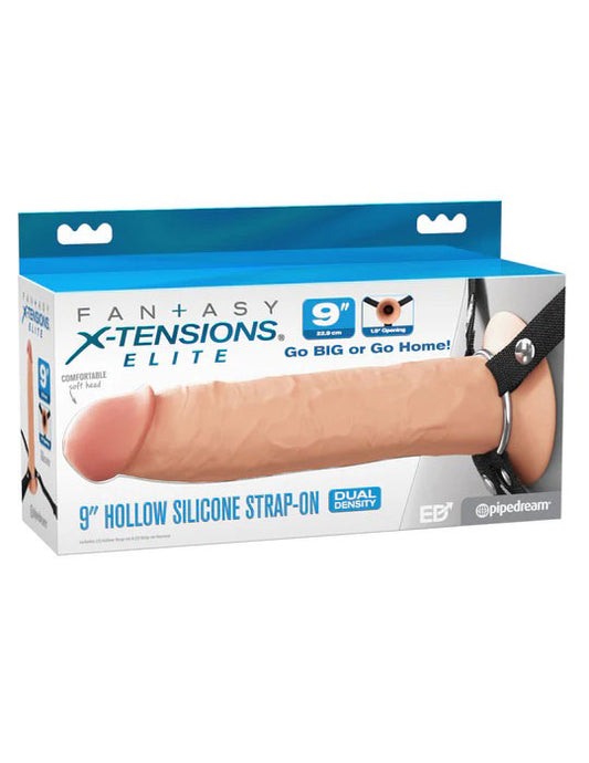 Pipedream Fantasy X-Tensions Elite 9" Silicone Hollow Strap-On - Beige