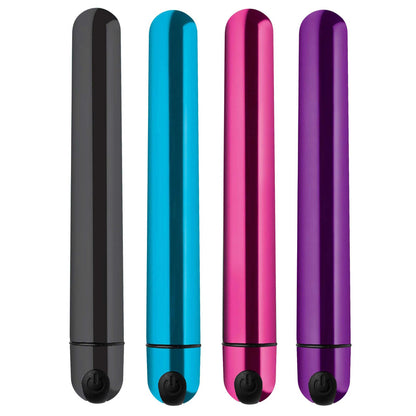 XR Brands 10x Slim Metallic Bullet - Pink - Waterproof Rechargeable Vibrator