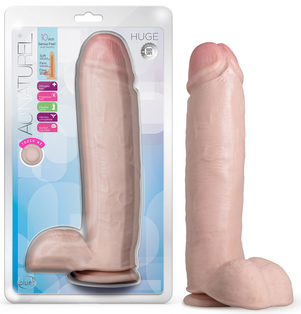 Au Naturel Huge 10 Inch Dildo with Suction Cup Base - Vanilla