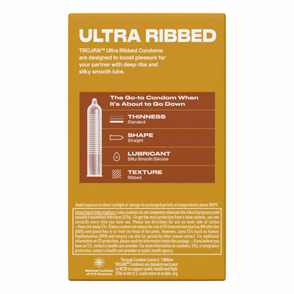 Trojan Stimulations Ultra-Ribbed Condoms – Extra Stimulation – 12 Pack