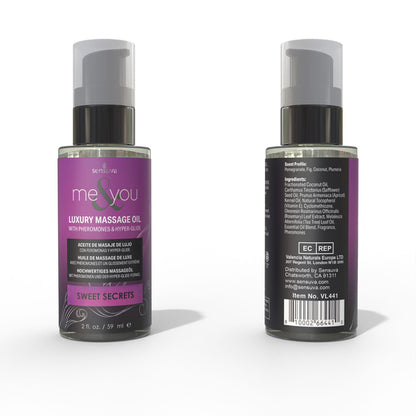 Sensuva Me and You Massage Oil – Pheromone Infused – 2oz