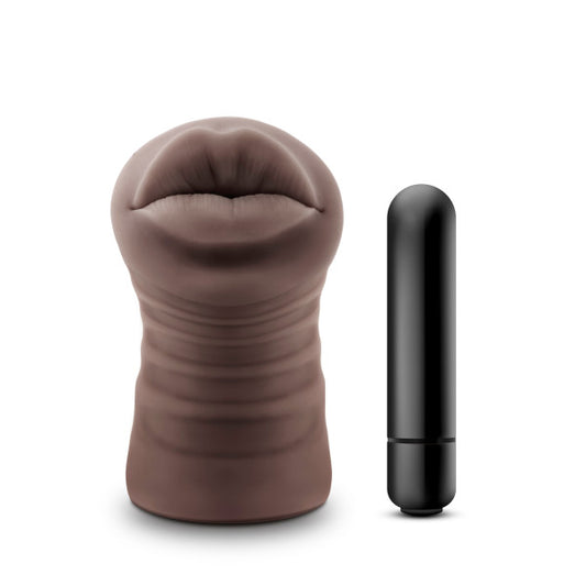 Blush Hot Chocolate Renee Realistic Vibrating Stroker – Brown