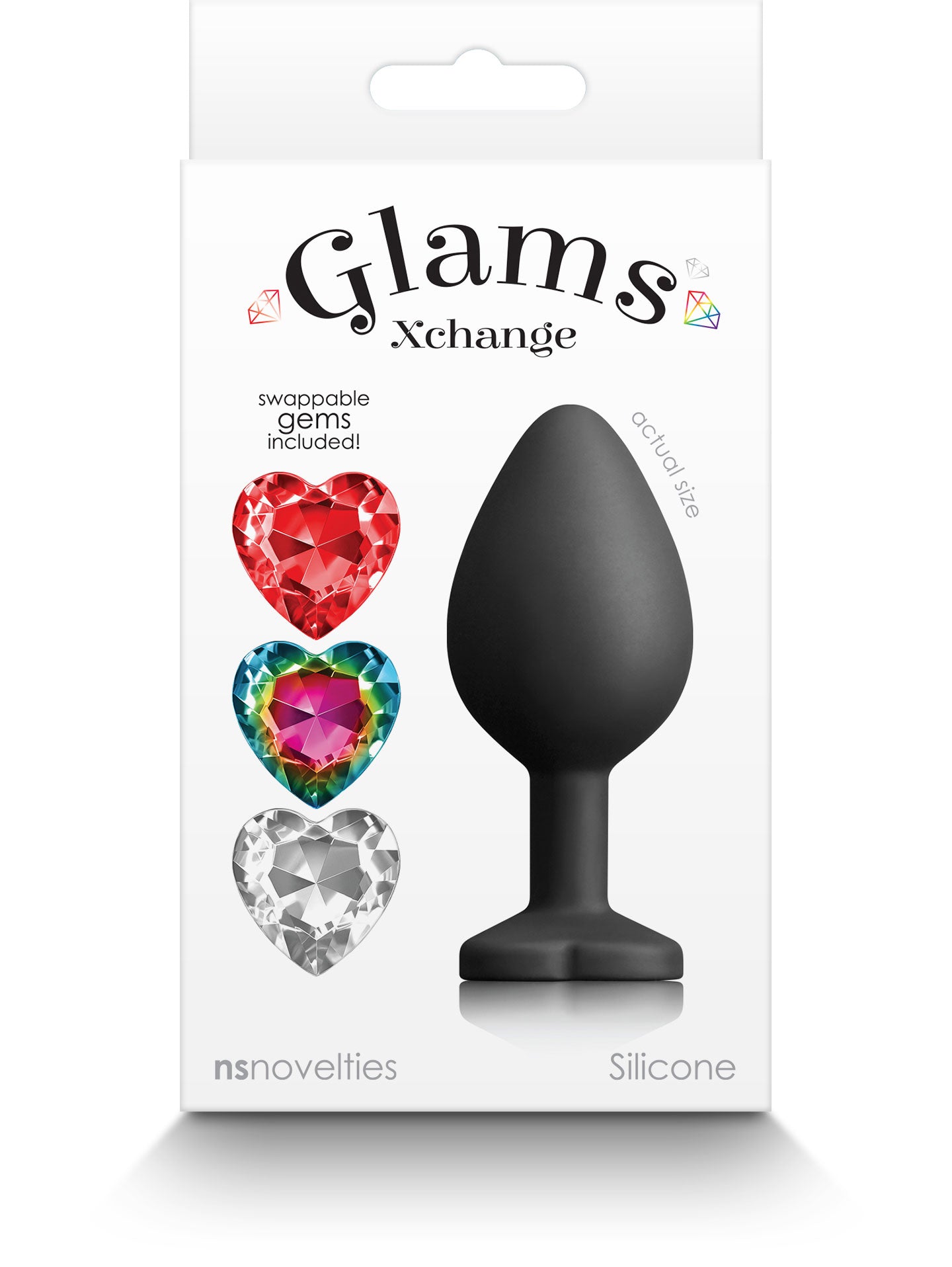 Glams Xchange Heart Medium Accessory with Interchangeable Gems - Black