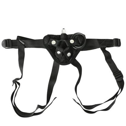 Sportsheets Vibrating Black Velvet Strap-On – Black, Adjustable, Includes Bullet Vibe