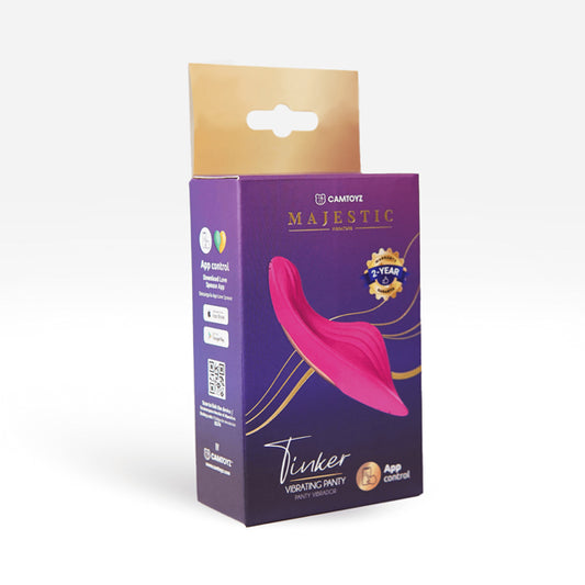 Camtoyz Tinker Majestic Panty Vibrator - Pink, App Controlled, 9 Vibration Modes