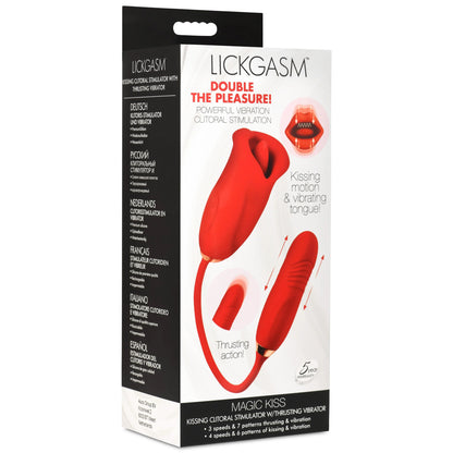 Magic Kiss Clitoral Stimulator with Thrusting Vibrator - Red