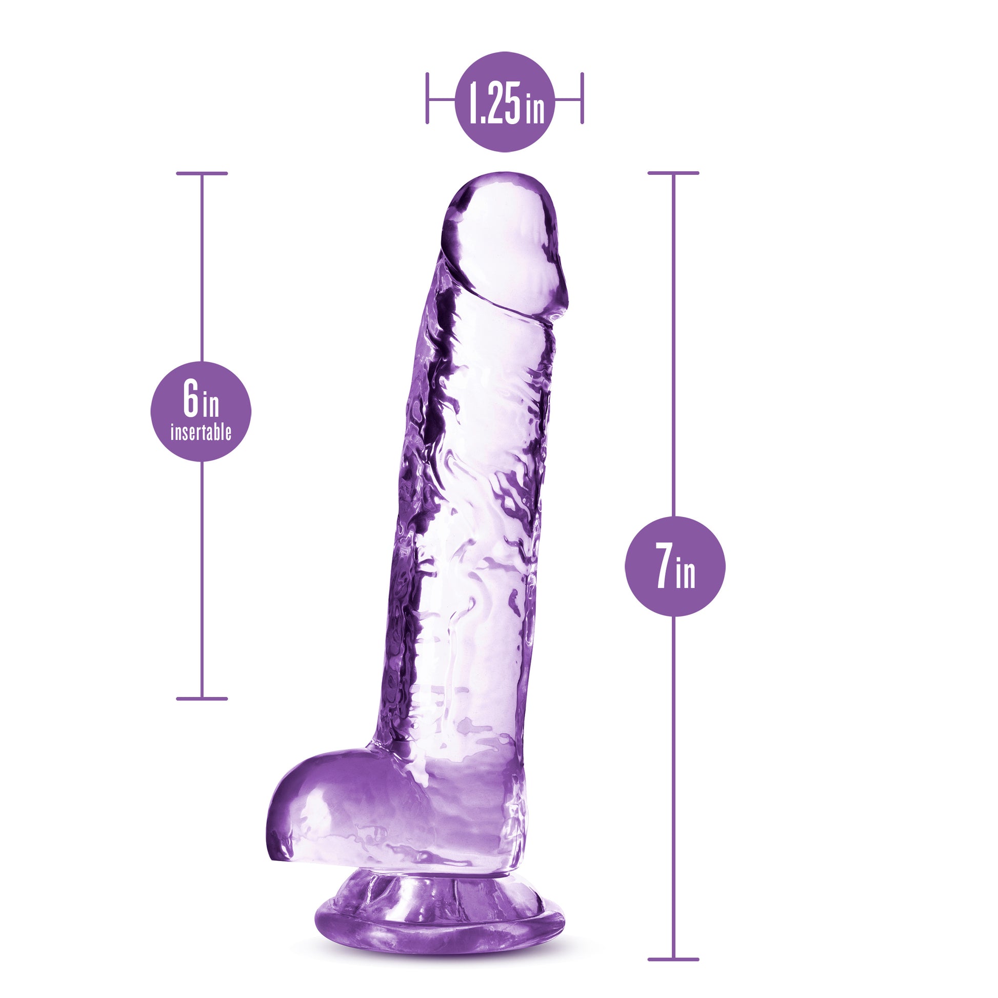 Blush Naturally Yours 7 Inch Crystalline Dildo - Purple - Life-Like Design with Suction Cup Base