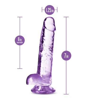 Blush Naturally Yours 7 Inch Crystalline Dildo - Purple - Life-Like Design with Suction Cup Base
